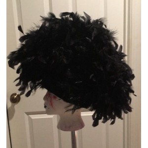 Vintage JFY Costume Mardi Gras Derby Hat Black Feathers s Just For You NY  eb-85212951